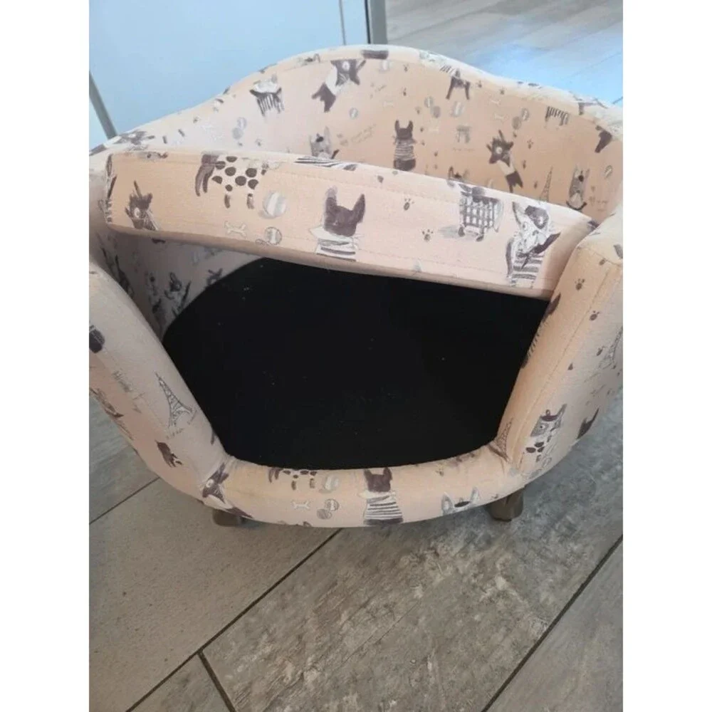 Dog couch tan/ cream /gray with wooden legs